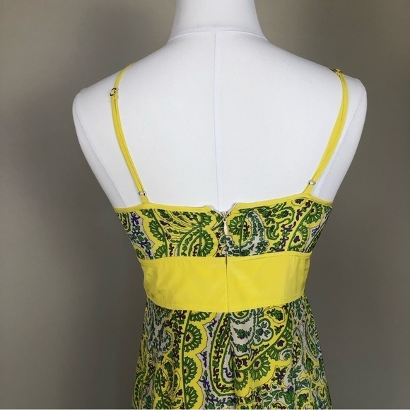 Anthropology Plenty by Tracy Reese yellow green silk maxi dress key hole halter - Picture 5 of 10